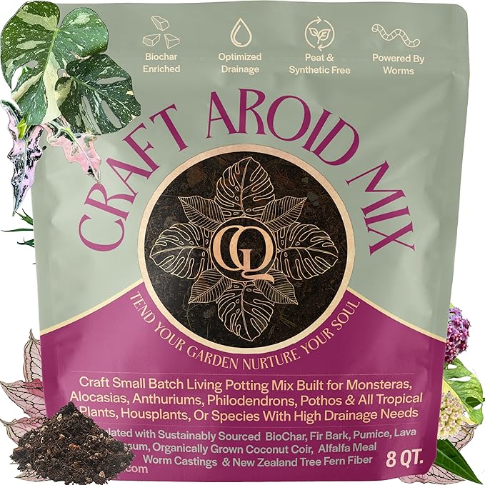 Craft Aroid Potting Mix- Elite Organic Alocasia, Philodendron, Monstera Soil Mix, Chunky, Well Draining Potting Soil for Indoor Plants, All Tropical Plants & Houseplants, Sustainable & Peat Free 8QT