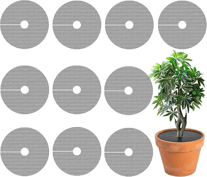 Adnee 10 Pcs 11.8 Inch Plant Pot Grids, Cuttable Plant Pot Soil Covers Protectors from Animals, Indoor Round Planter Pots Soil Guard for Outdoor Garden Plants Protection