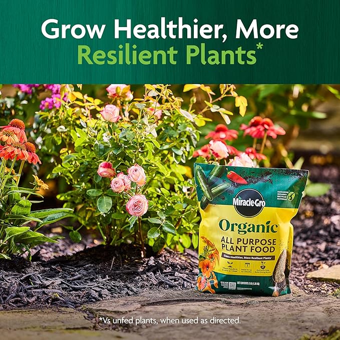 Miracle-Gro Organic All Purpose Plant Food - Garden Fertilizer for Outdoor Vegetables, Flowers, Container and In-Ground Plants, Feeds up to 3 Months, OMRI Listed, 3 lb.