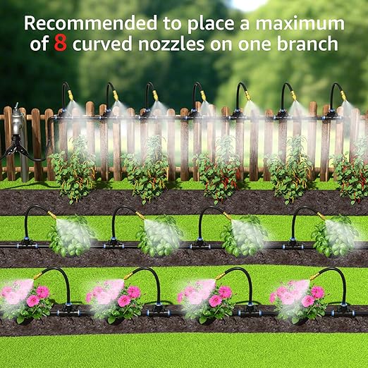 BluePro 2026-Upgrade Drip Irrigation System, No 1/4 Pipe, only 12pcs Adjustable Copper Nobbles and Quick Connectors