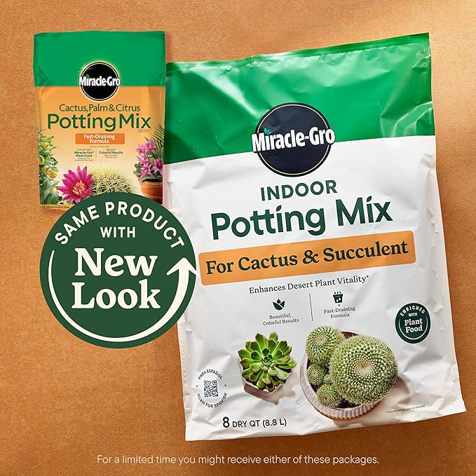 Miracle-Gro Cactus, Palm and Citrus Potting Mix, for Indoor or Outdoor Potted Plants, Great for Succulents, 8 qt., 2-Pack