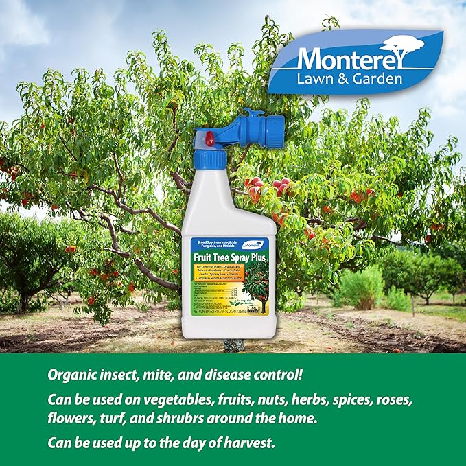 Monterey Fruit Tree Spray Plus Bundled with Measuring Spoon – 16 oz Fungicide and Insecticide for Plants, Trees, Shrubs & Turfgrass – Prevents Powdery Mildew, Rust, Aphids, Spider Mites, and More