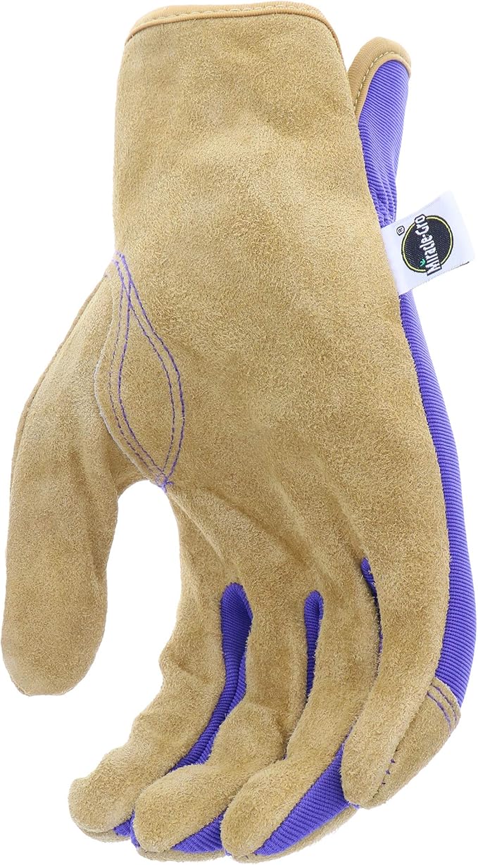 Miracle Gro MG23080 Landscaping Work Gloves- [1 Pair, Medium/Large] Split Cowhide Leather Palm Gloves with Shirred Elastic Wrist (Pack of 2)
