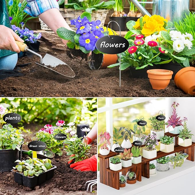 Vcekract Plant Labels, 50 Pcs Acrylic Garden Labels Stakes with a Pen, Plant Markers for Outdoor Waterproof, Garden Markers Sign Tags for Vegetable, Herb Seedlings Flowers