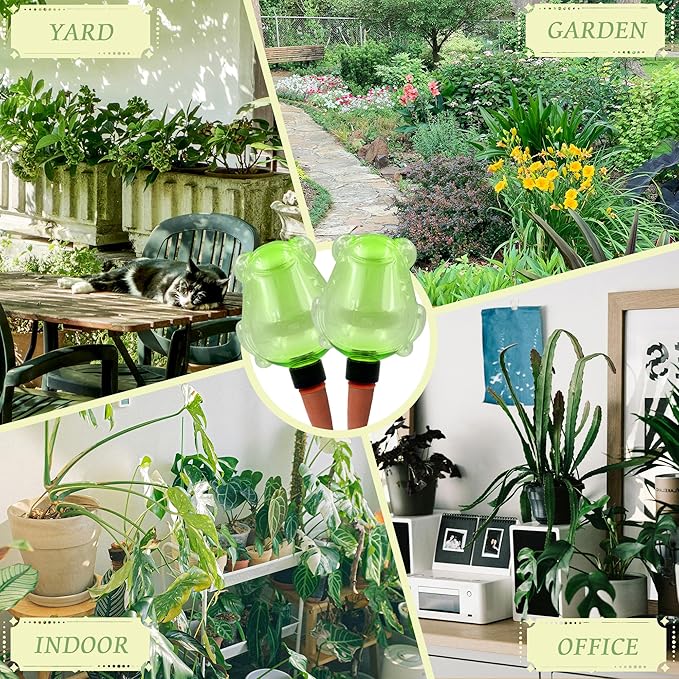 2 Pack Self Watering Spikes, Indoor Plant Watering Globes, Frog Shape Automatic Irrigation Spikes,Plant Watering Devices(Green)