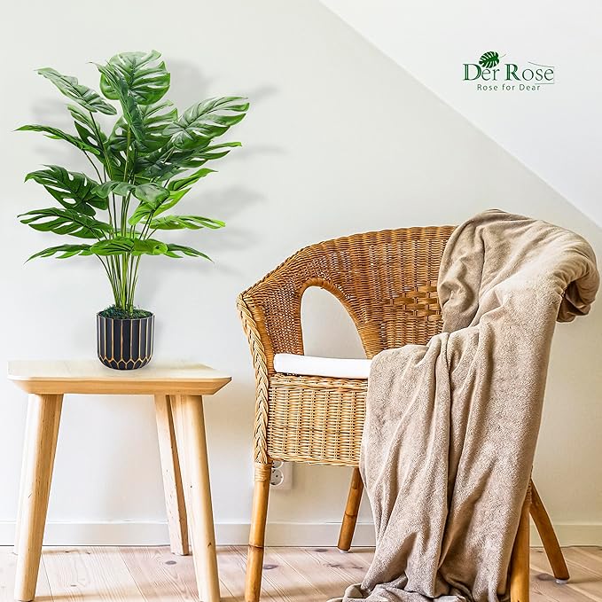 Der Rose 2Packs 28'' Fake Plants Tall Artificial Monstera Faux Plants Indoor for Living Room Home House Decor