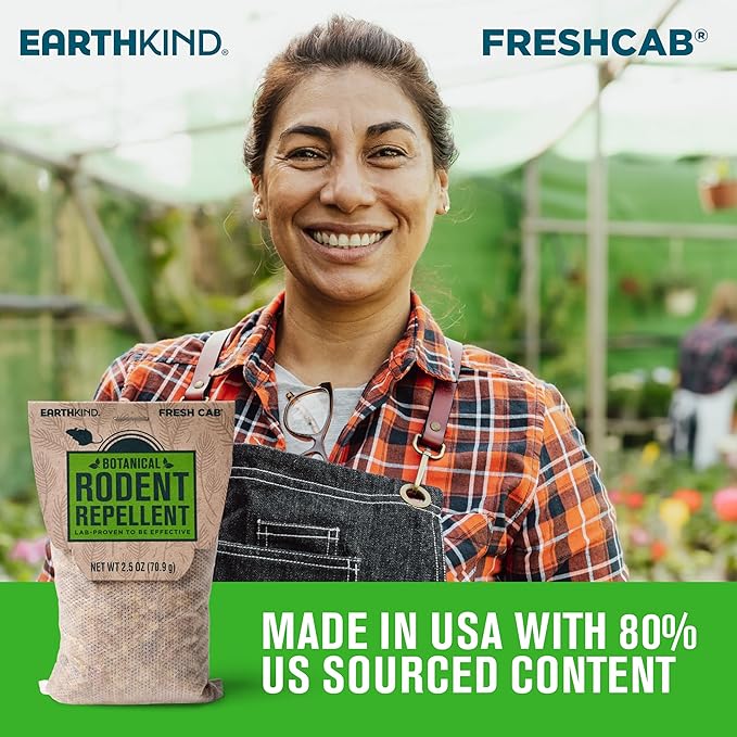 EarthKind Fresh Cab Rodent Repellent - Botanical Pest Control for Indoor Use - Safe for Kids & Pets When Used As Directed - Made with Plant Fibers, Essential Oil & Fragrance - New Packaging - 4-Pack