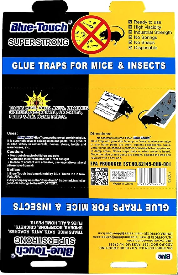 18 Blue-Touch Mouse Glue Traps, Professional Sticky Glue Traps/Boards for mice/Insect/Lizard/Spider/House pests. 8.5 X 5.5 Inches – 18 Traps/Pack