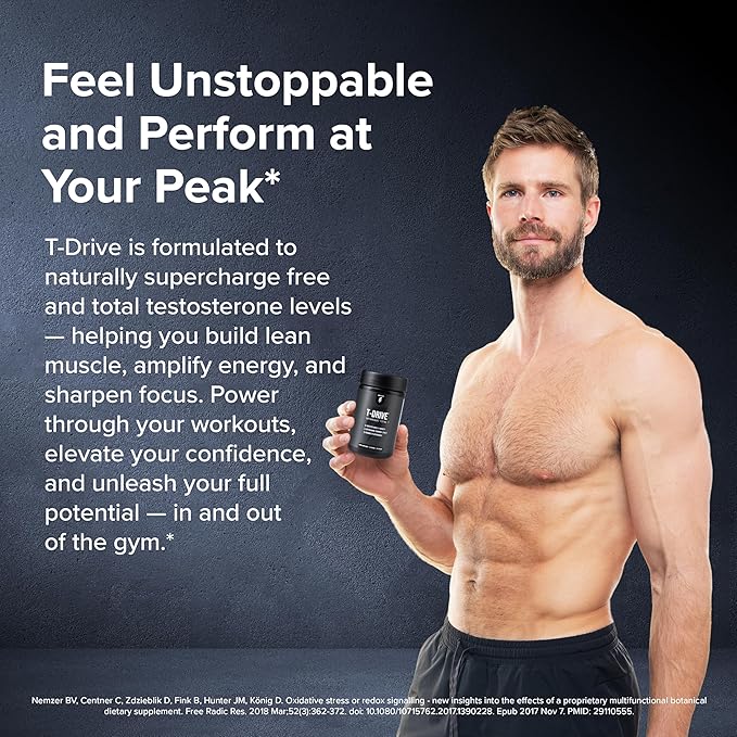 InnoSupps T-Drive Testosterone Booster Enhance Performance Amplify Muscle Growth, Increase Libido & Energy Levels w/KSM-66 Ashwagandha, Magnesium, Vitamin D, Niacin Boron, Fenugreek, 90 Caps, 30 Days