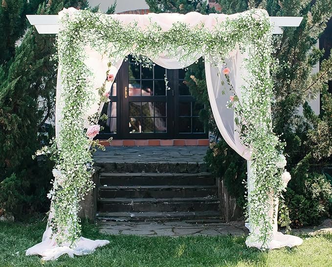 RECUTMS Artificial Hanging Vines Garland Faux Ferns Leaves Ivy Garland Fake Plant Greenery 2Pcs for Spring Home Indoor Outdoor Wedding Farmhouse Mantle Table Centerpiece Party Garden Decor(White)