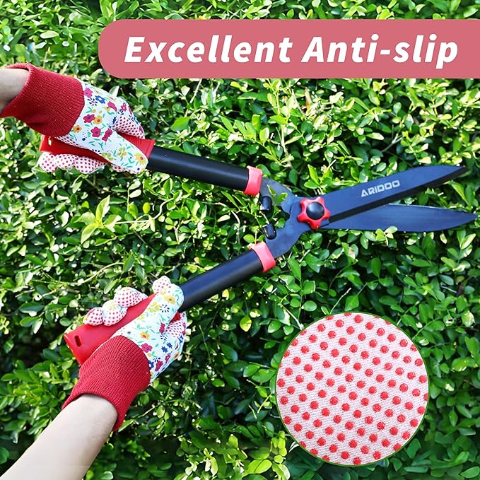 DOFOWORK Gardening Gloves - 4 Pair Garden Gloves for Women, Soft Womens Gardening Gloves Floral Cute Garden Gloves