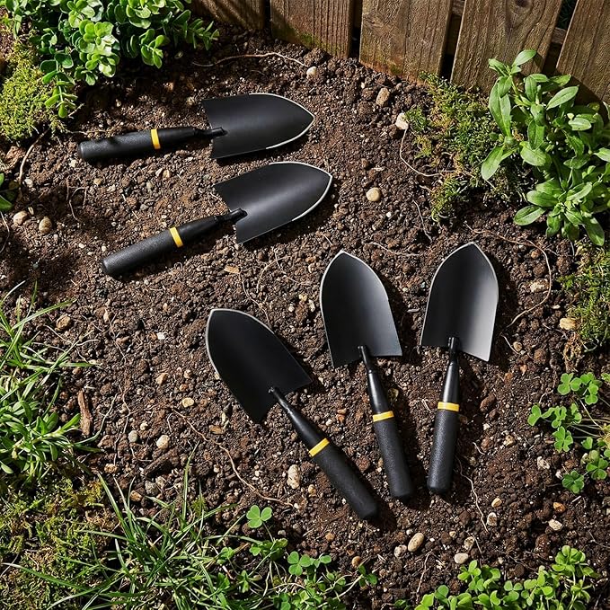 20 Pcs Garden Hand Trowel Heavy Duty Carbon Steel Garden Shovels Tools with Resin Rubberized Handle for Camping, Digging, Soil Planting, Transplanting, Lawn Yard Farm (Broad Trowels)