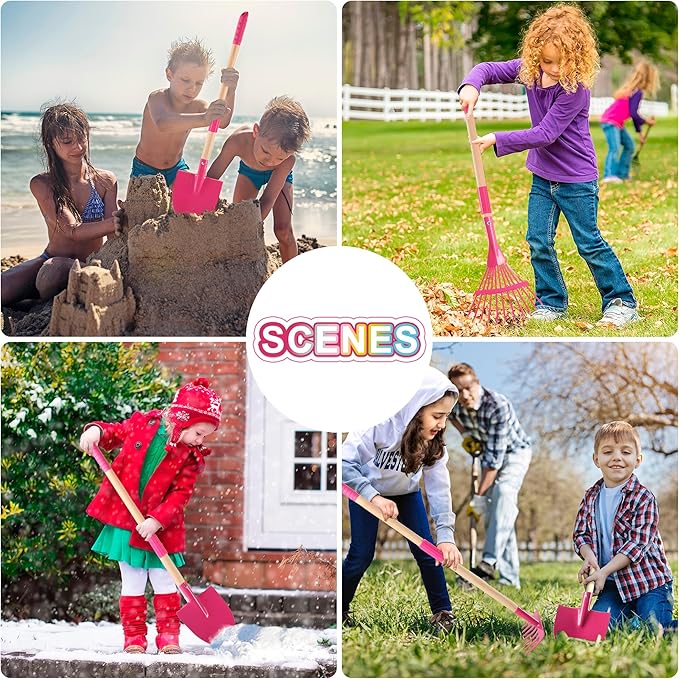 Kids Gardening Tools Outdoor Toys Set - Wheelbarrow Backyard Play Set for Kids with Shovel, Rake, Leaf Rake, Summer Yard Digging Weed Toys, Easter Birthday Gifts for Boys Girls Age 2 3+ Years Old