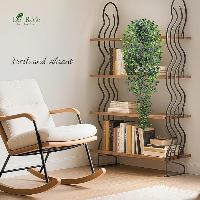 Der Rose 34'' Fake Hanging Plants Artificial Potted Mandala Vine Plants Indoor and Outdoor for Office Home Living Room Bathroom Wall Shelf Decor (1Pack)