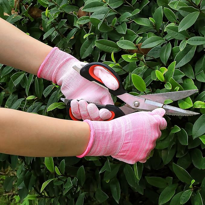 6 Pairs Gardening Gloves for Women - Breathable Rubber Coated Garden Gloves, Multi-purposes Gardening Gloves