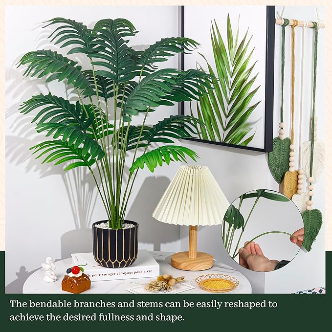 Der Rose 28" Fake Palm Tree Large Artificial Potted Plants Indoor for Home Porch Patio Living Room Bathroom Outdoor Decor