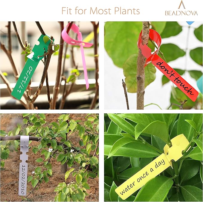 BEADNOVA Tree Tags Plastic Plant Labels Wrap Around Hanging Tags Tree Markers Signs Nursery Labels for Plants Garden (120Pcs, Mix Color)