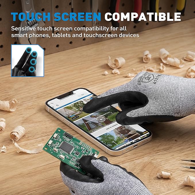 S SATC Safety Work Gloves Foam Nitrile Coated Touchscreen Knit Nylon Gloves for Men & Women, Ideal for Gardening, Warehouse