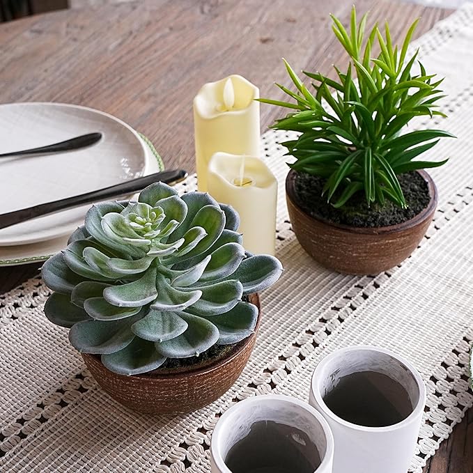 Artificial Plants Indoor with Pot, 2 Pack Fake Plants Indoor, Faux Succulents for Desk, Faux Greenery in Modern Farmhouse Decor, Home Decor Bathroom Bedroom Decor Aesthetic Coworker Gift