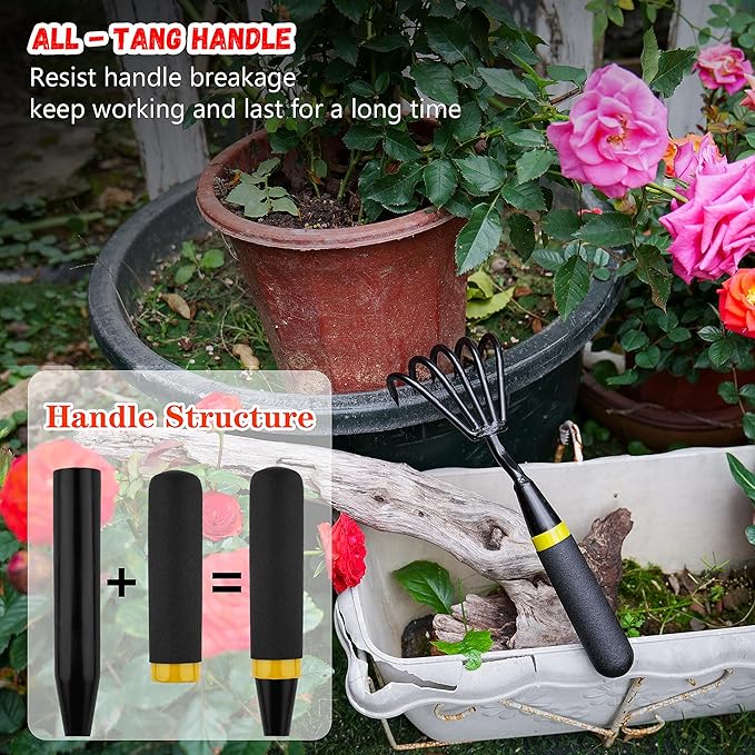 Kemaier Stainless Steel Hand Cultivator - Garden Rake: Great for Heavy - Duty Soil Loosening, Planting and Weed Removal