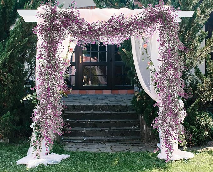 RECUTMS Faux Vines Garland Artificial Hanging Plant Greenery Fake Ferns Leaves Ivy Garland 2Pcs 5.6Ft for Spring Home Indoor Outdoor Wedding Farmhouse Party Garden Valentines Day Decor(Fuchsia)
