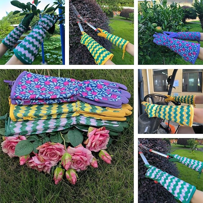 Long Gardening Garden Gloves,Thorn-proof&Puncture Resistance Rose Cactus Gauntlet Glove for Gardener,Gifts