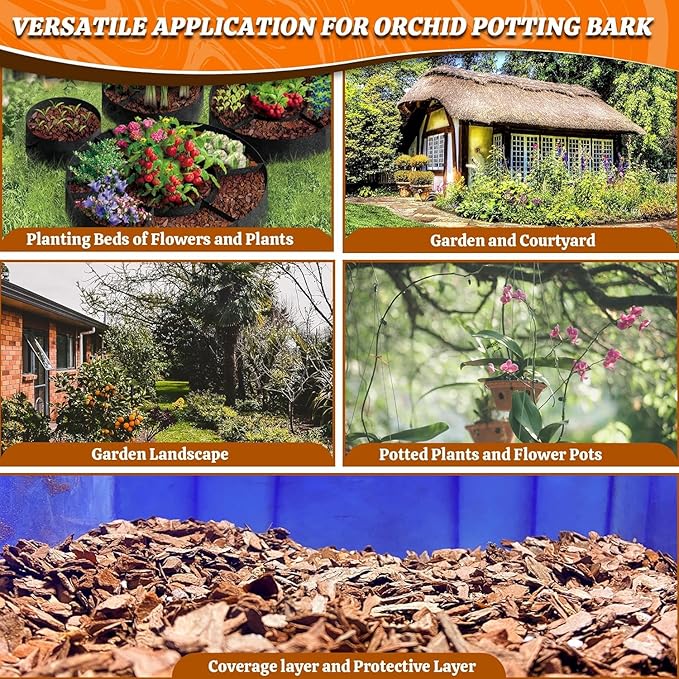 Orchid Potting Bark-14QT Organic Orchid Bark for Plants, All Natural Pine Bark Wood Chips Orchid Bark Potting Mix for Houseplant Mulch, Help Orchid Plants Root Health Development