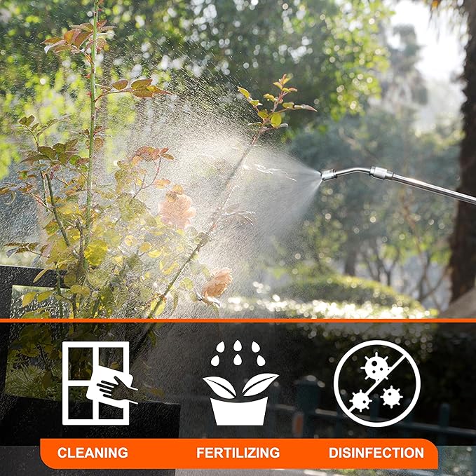 HIFAY ES4 Electric Sprayer 1 Gallon Built-in 4000mAh Rechargeable Battery, Copper-Nickel Spray Nozzle Makes The Spray More Delicate, The Telescopic Spray Rod Can Reach Further