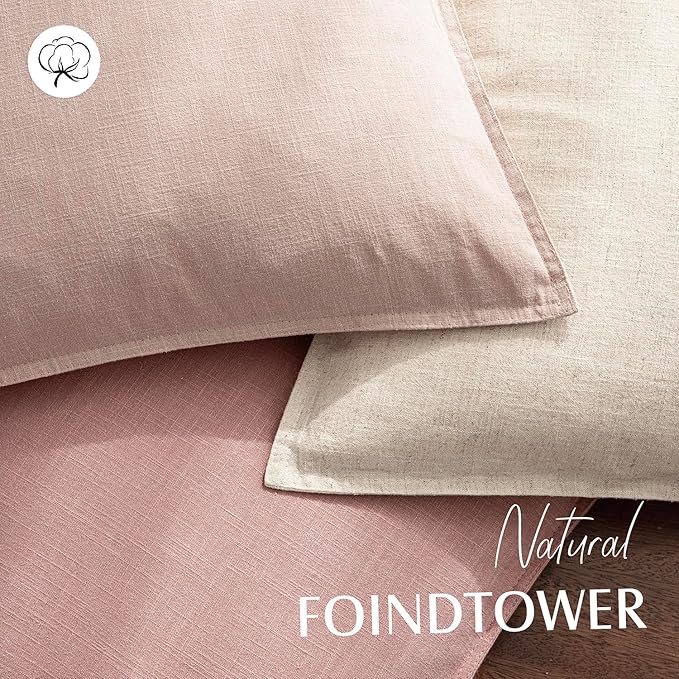 Foindtower Pack of 2, Decorative Linen Soild Throw Pillow Covers Accent Lumbar Cushion Case Farmhouse Pillowcase for Chair Couch Sofa Bedroom Living Room Home Decor 12 x 20 Inch Rose Pink