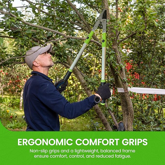 Garden Guru Extendable Anvil Lopper Tree Trimmer w Compound Action, Chops Thick Branches w Ease, 28-40”, Non-Stick High Carbon Steel Blade, Branch Cutter, 2 Inch Clean Cut Capacity - 1 Case (12 Pcs)
