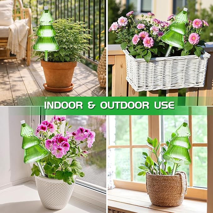 12 oz Large Plant Watering Globes, Glass Self Watering Globes, Unique Christmas Tree Self Watering Planter Insert, Vacation Plant Watering Devices, Automatic Watering Bulbs (Large-4 Pack)