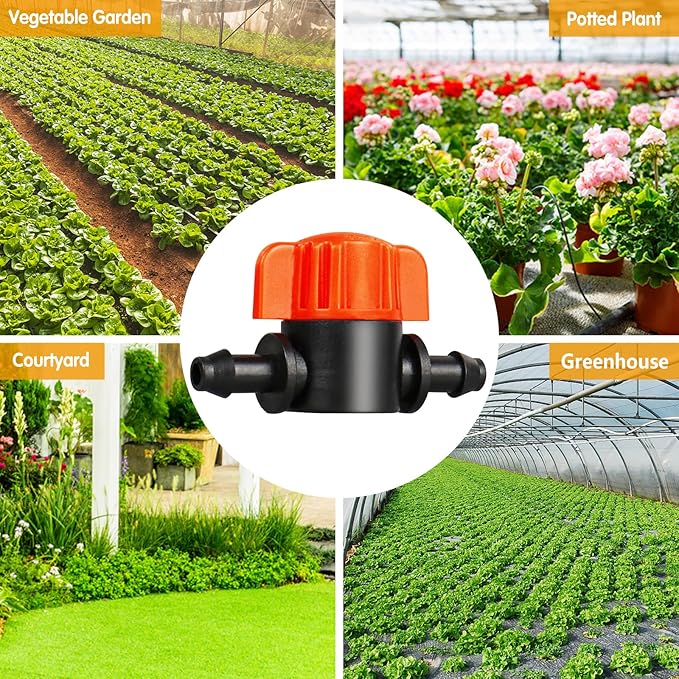 1/4" Drip Irrigation Valves, 40 Pcs Drip Irrigation Shut Off Switch Valve for 1/4 Inch Drip Irrigation Tubing, Water Flow Control Valve Drip Line Cut Off Valve for Drip Sprinkler Garden Systems