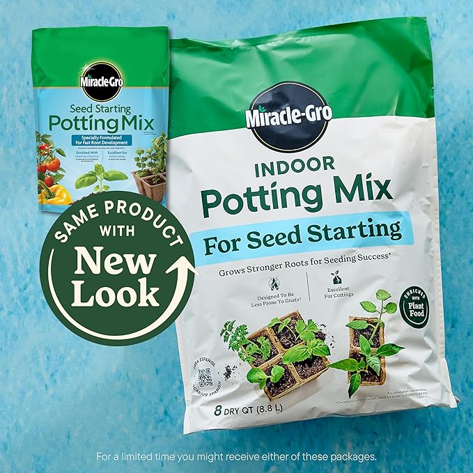 Miracle-Gro Indoor Potting Mix for Seed Starting, For Starting Vegetable, Flower, and Herb Seeds Indoors, Excellent for Cuttings, 8 qt. (2-Pack)