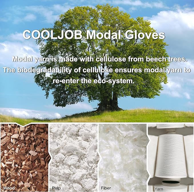 COOLJOB 2 Pairs Modal Toddler Work Gloves Ages 6-8, Rubber Coated Kids Gardening Gloves for Children, Ultra Soft Skin-friendly (Little Monster Series, Medium M)
