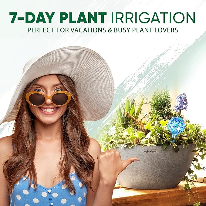Plant Watering Globes Set of 8 - Large Self Watering Globes for Indoor & Outdoor Plants - Multicolored, Automatic, Glass Watering Bulbs for Daily Use, Plant Watering Devices