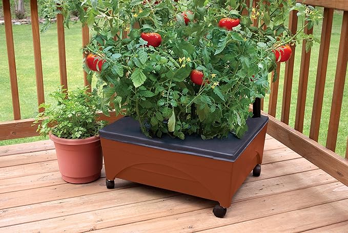 Emsco Group Bountiful Harvest Raised Bed Grow Box – Self Watering and Improved Aeration – Mobile Unit with Casters