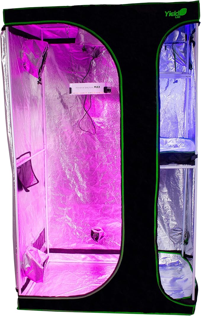 48" x 36" x 80" 2 in 1 Grow Tent Kit with Viewing Windows & Flood Trays – Dual Hydroponic Grow Tents - Smell Proof Grow Tent - for Indoor Growing