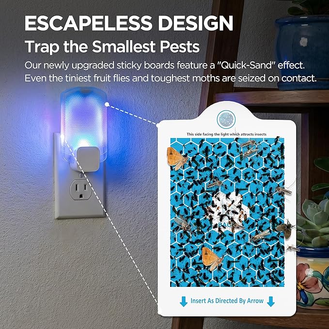 2 Flying Insect Traps+10 Refill Cartridges, 2026 2nd Gen, Fruit Fly Trap Indoor, Gnat Killer Plug-in, Multi-Spectrum LED Flying Insect Trap, No-Mess Bug Zapper, 7*24hrs Pest Control, Plant & Pet Safe