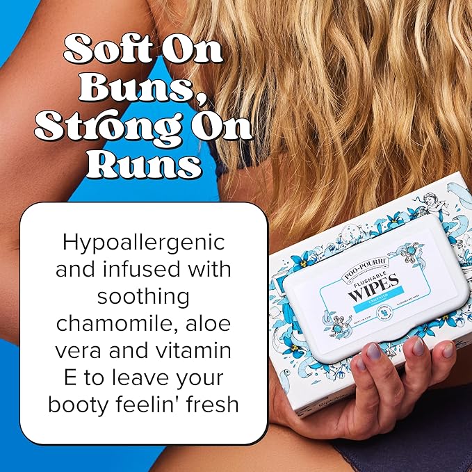 Poo~Pourri Unscented Flushable Wipes - Made with Plant Based Fibers, Aloe, Vitamin E, Chamomile, and Oat Extract - Adult Wet Wipes - 150 count - Septic & Sewer Safe - Fragrance Free Packaging May Vary