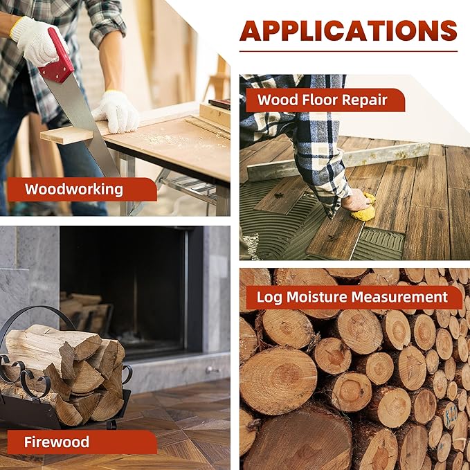 Digital Wood Moisture Meter 4 Pin Accurate Moisture Meter for Wood Handheld Lumber Humidity Tester with LCD Display for Lumber Firewood Forestry and Woodworking Applications (Model MD814)