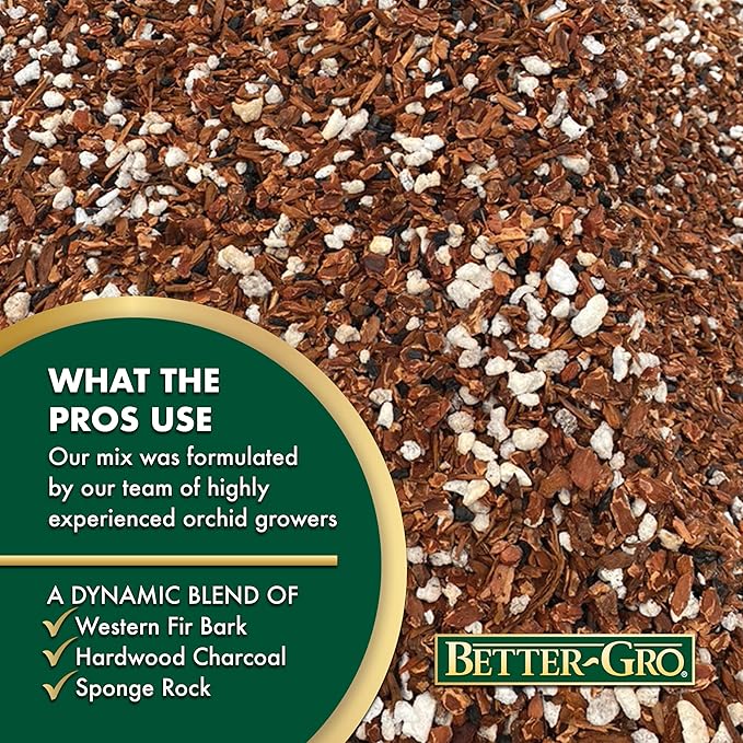 Better-Gro Special Orchid Mix - Premium Grade Orchid Bark Potting Mix for Potting,Repotting,Enhanced Drainage,Air Flow & Root Ventilation,for Phalaenopsis,Cattleyas,Dendrobiums,8 Quarts,(Pack of 2)