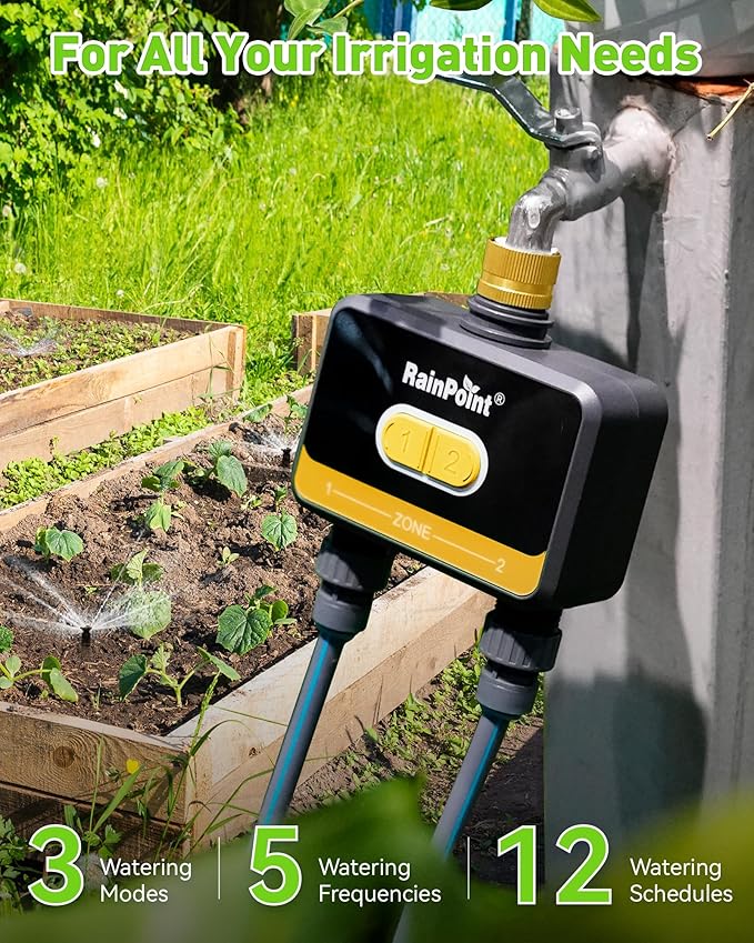 RainPoint WiFi Water Timer for Garden Hose with Brass Inlet,Yellow