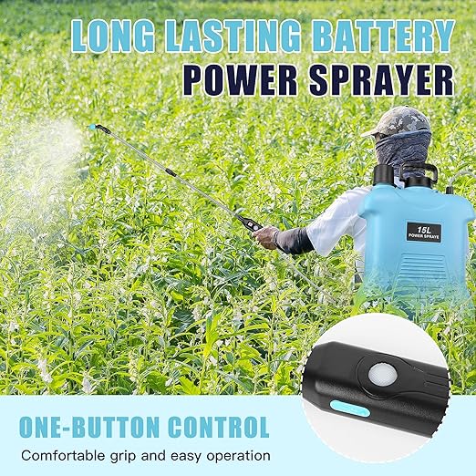 4 Gallon Battery Powered Sprayer, Electric Garden Sprayer, Backpack Sprayer with 3 Mist Nozzles & USB Rechargeable Handle & Retractable Wand & Adjustable Strap for Lawn, Garden, Yard
