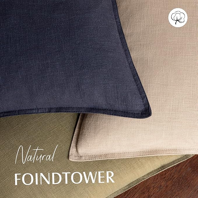 Foindtower Pack of 2, Decorative Linen Soild Throw Pillow Covers Accent Lumbar Cushion Case Boho Farmhouse Pillowcase for Chair Couch Sofa Bedroom Living Room Home Decor 12 x 20 Inch Tan Beige