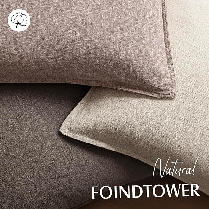 Foindtower Set of 2, Decorative Linen Soild Throw Pillow Covers Soft Accent Euro Cushion Case Boho Farmhouse Pillowcase for Chair Couch Sofa Bedroom Living Room Home Decor 18 x 18 Inch Dusty Pink