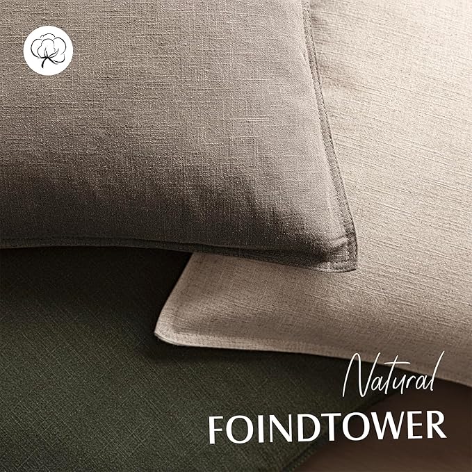 Foindtower Set of 2, Decorative Linen Soild Throw Pillow Covers Soft Accent Euro Cushion Case Farmhouse Neutral Pillowcase for Chair Couch Sofa Bedroom Living Room Home Decor 26 x 26 Inch Brown Tan
