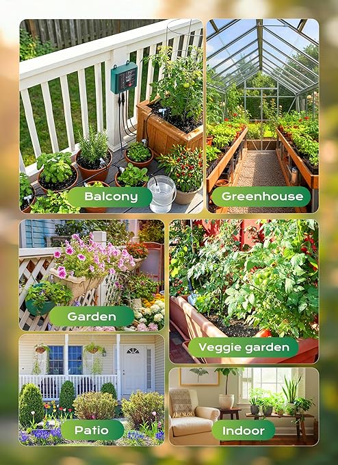 Solar Drip Irrigation System with USB Charging, Indoor Outdoor Plant Watering Devices for 15 Potted Plants, Automatic Watering System IP44 Waterproof 2200mAh for Garden Farm Greenhouse(Green)