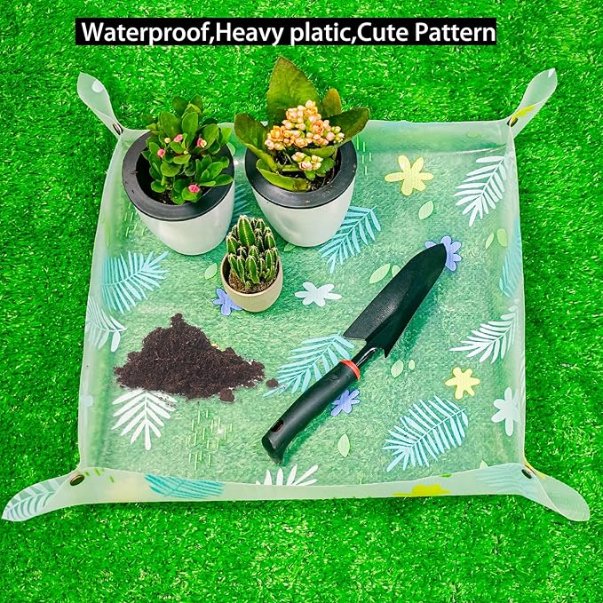 Herda Plant Repotting Mat Waterproof Potting Mat for Indoor Plants Gardening Potting Tray Soil Mat Indoor Plant Accessories Garden Gifts for Plants Lovers (Clear, 24" x 23")