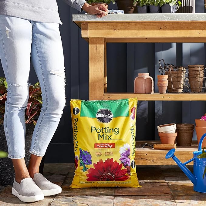 Miracle-Gro Potting Mix - For Container Plants, Flowers, Vegetables, Shrubs, Annuals, Perennials, Potting Soil Mix, Feeds up to 6 Months, 16 qt. (2-Pack)