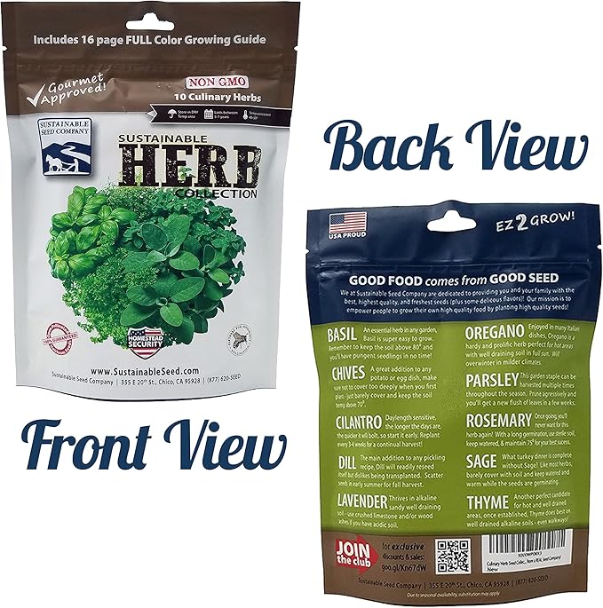 Culinary Herb Garden Kit – 10 Herb Seeds for Planting Indoors or Outdoors + 8 Soil Pucks – Basil, Cilantro, Lavender, Rosemary, Thyme & More